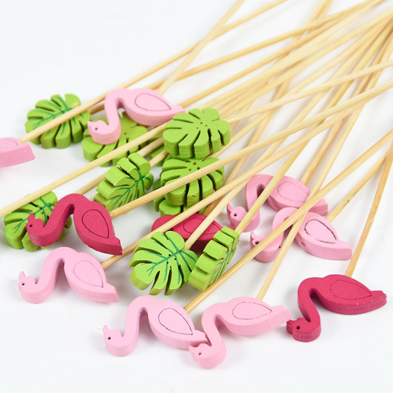 100pcs Flamingo Food Fruit Toothpick Cupcake Dessert Salad Cocktail