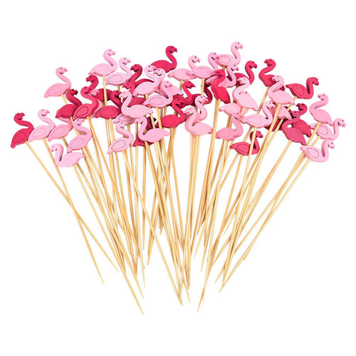 100pcs Flamingo Food Fruit Toothpick Cupcake Dessert Salad Cocktail