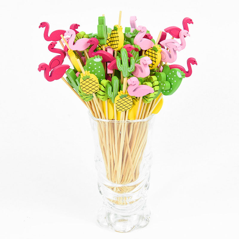 100pcs Flamingo Food Fruit Toothpick Cupcake Dessert Salad Cocktail