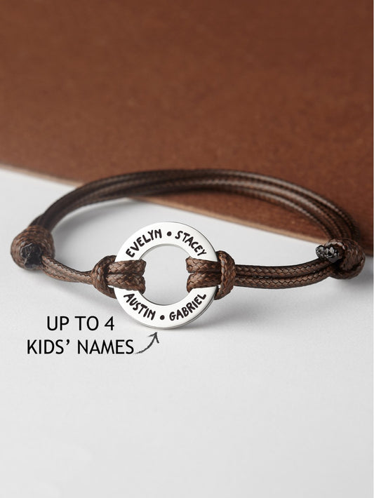 Adjustable Bracelet With Kids Names for Mom or Dad