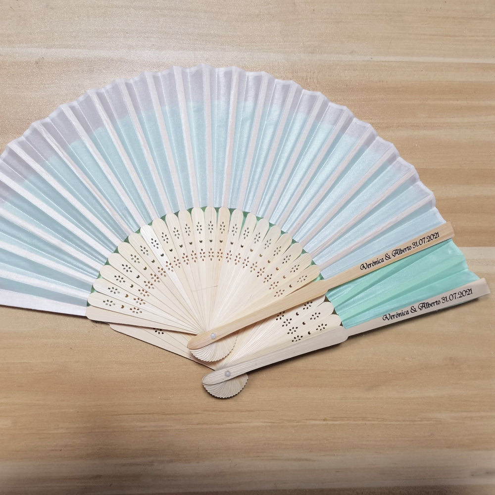 20/40 Pcs/lot Personalized Print Engraved Wedding Favor Silk Fan