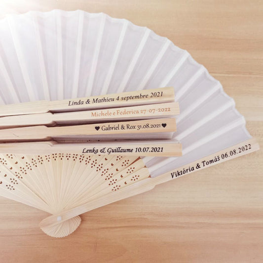 20/40 Pcs/lot Personalized Print Engraved Wedding Favor Silk Fan