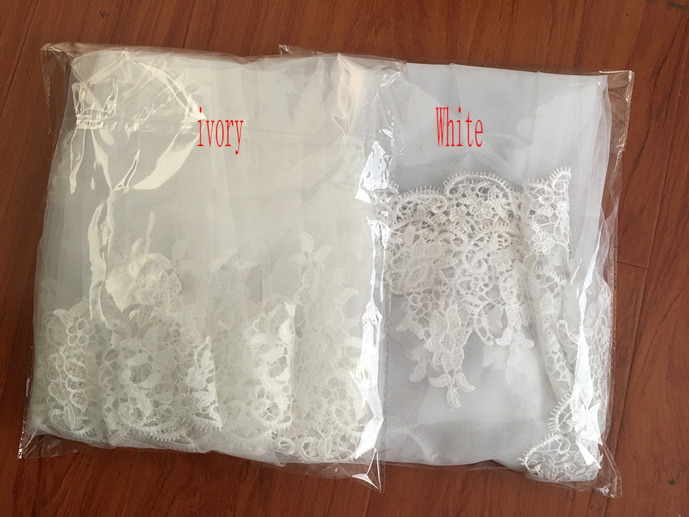 Elegant Two Layers Lace Bridal Veil With Comb Women Wedding Veil