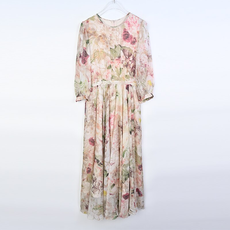 Silk A-Line Women Dress Size Flowey Spring Dress