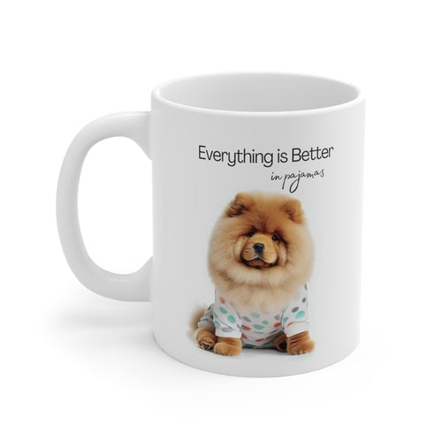 Fluffy Chow Chow in Pajamas Mug