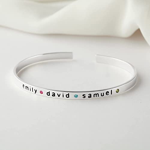 Mom Bracelet With Kids Names, Mother Birthstone Bracelet, Mom Jewelry