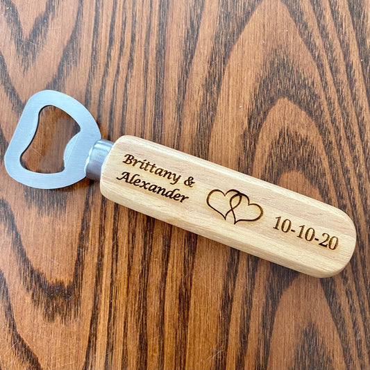 Engraved Wood Bottle Opener Wedding Favors