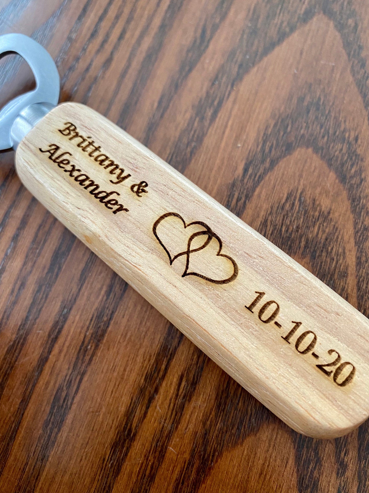 Engraved Wood Bottle Opener Wedding Favors