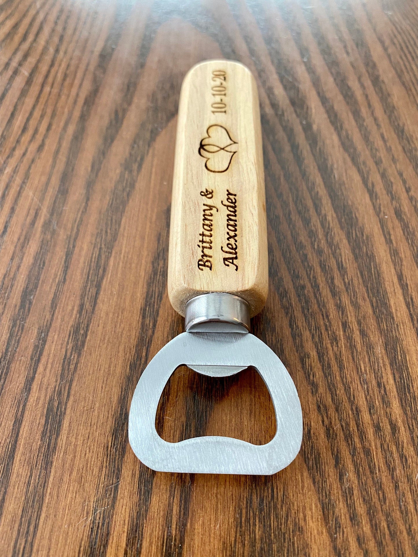 Engraved Wood Bottle Opener Wedding Favors