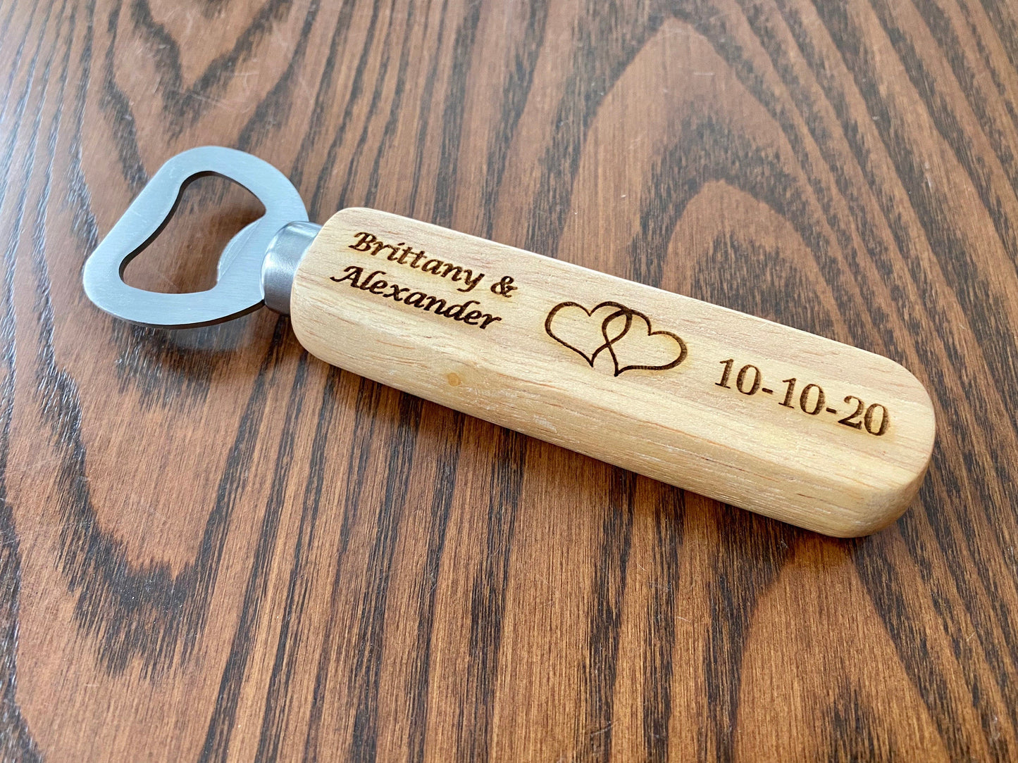 Engraved Wood Bottle Opener Wedding Favors