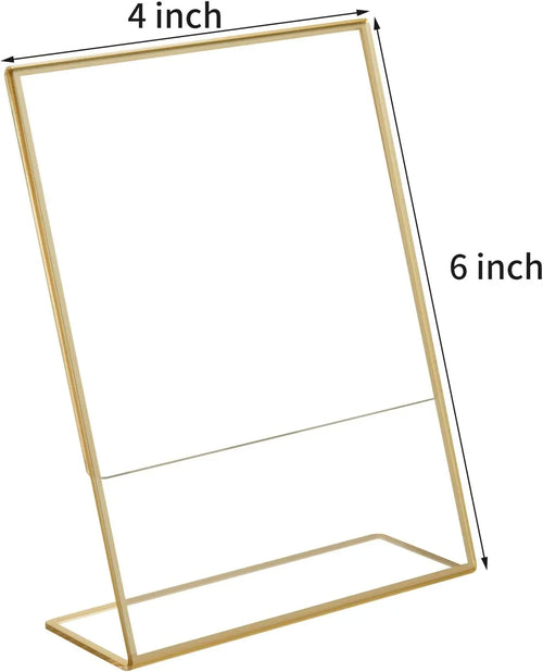 Gold Borders Acrylic Sign Holder Picture Frame Display Stand Clear