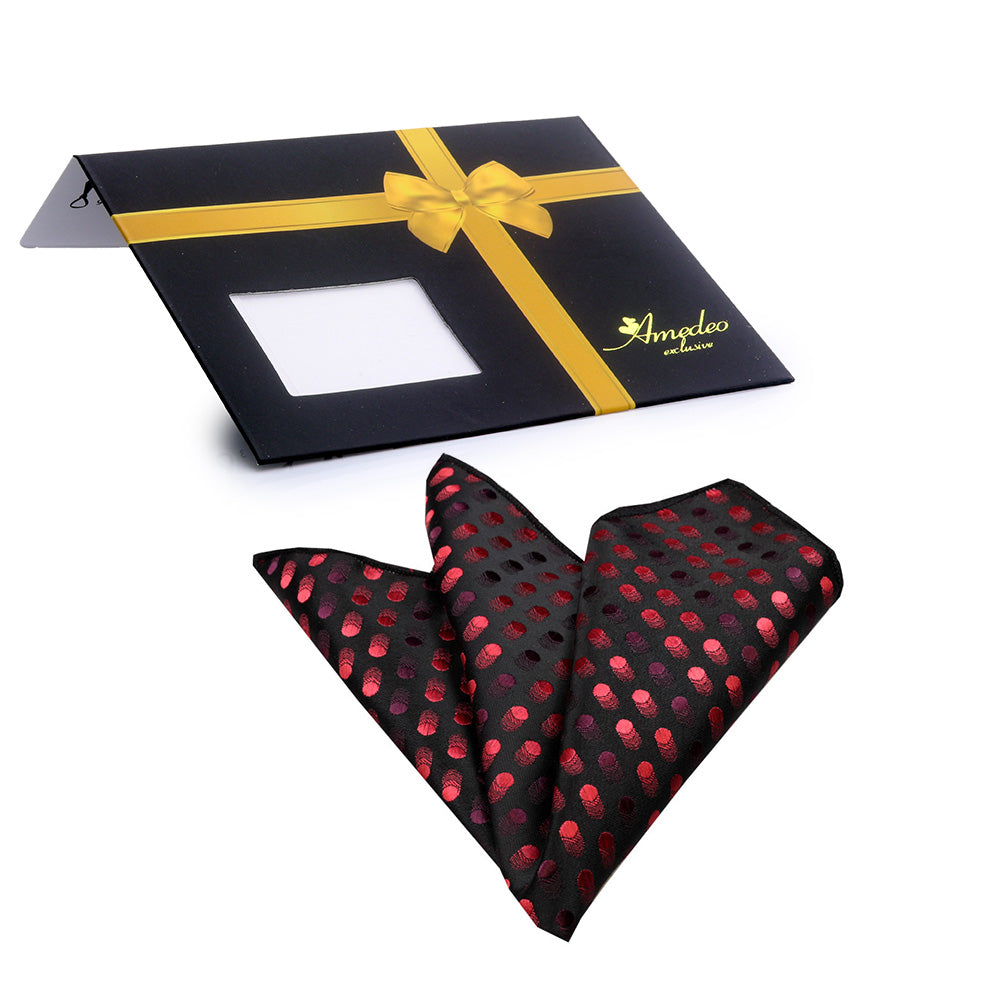 Red Black Mens Pocket Square - Premium Silk Handkerchiefs for Suits