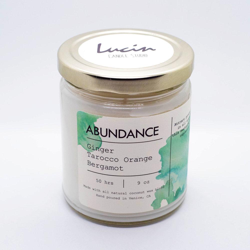 Abundance Candle - Ginger, Tarocco Orange and Bergamot Scents