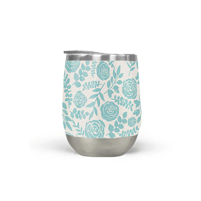 Baby Blue Floral Wine Tumbler