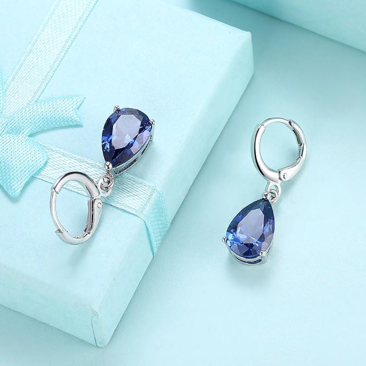 Sapphire 5.55 CTTW Pear Shaped Drop Earrings Set in 18K White Gold