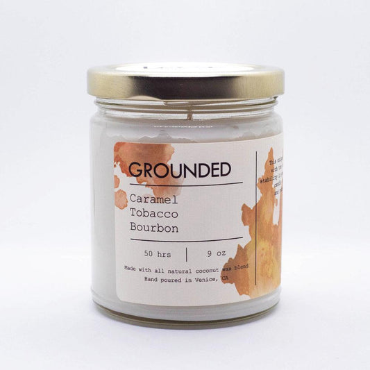 Grounded Candle - Caramel, Smoky Tobacco, and Bourbon Scents