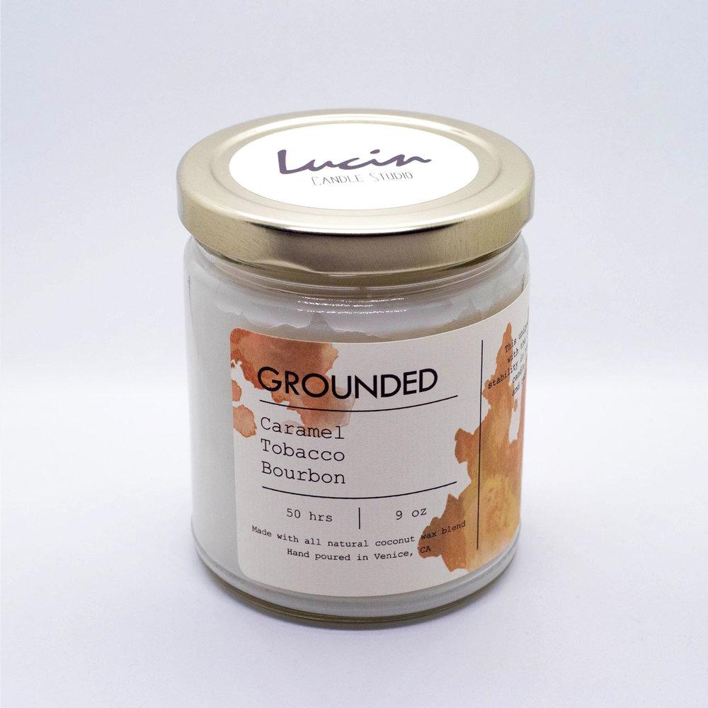 Grounded Candle - Caramel, Smoky Tobacco, and Bourbon Scents