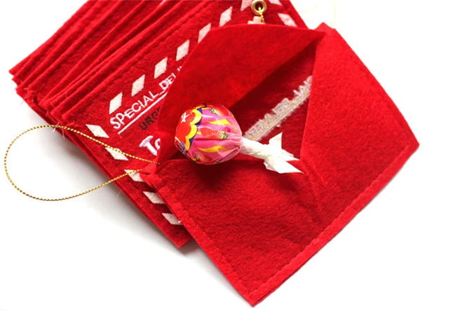 10 pieces Fabric Envelope Shape Christmas Favor Candy Bag