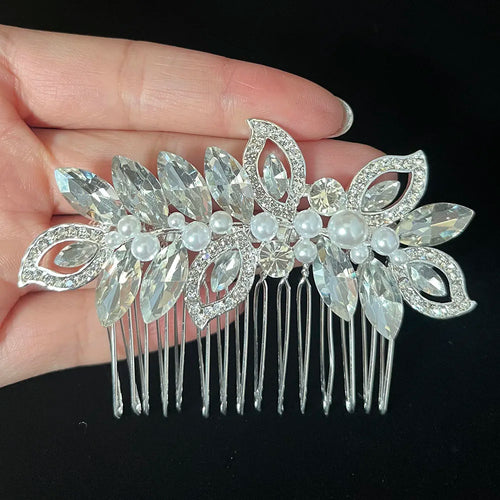 BLIJERY Trendy Bridal Hair Accessories Silver Color Rhinestone Crystal