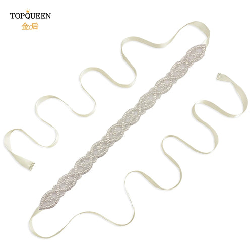 TOPQUEEN S353A Handmade Belts for Wedding Dress Pearls Decoration