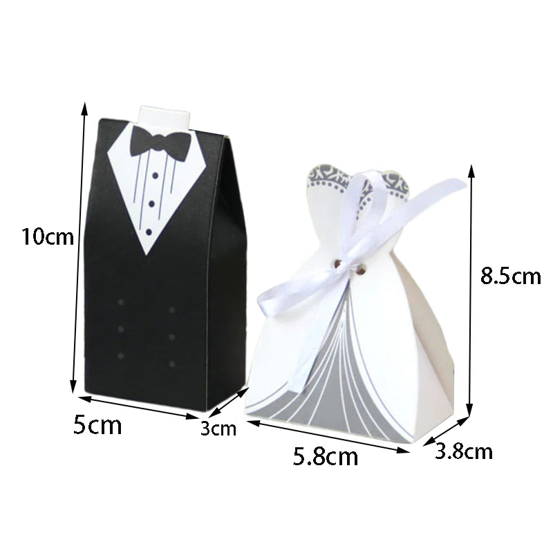 10 pcs/lot Bride And Groom Wedding Candy Box Dresses Favor Gifts Boxes