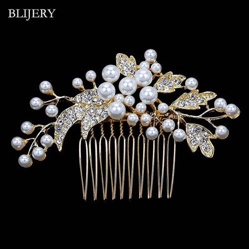 BLIJERY Trendy Bridal Hair Accessories Silver Color Rhinestone Crystal