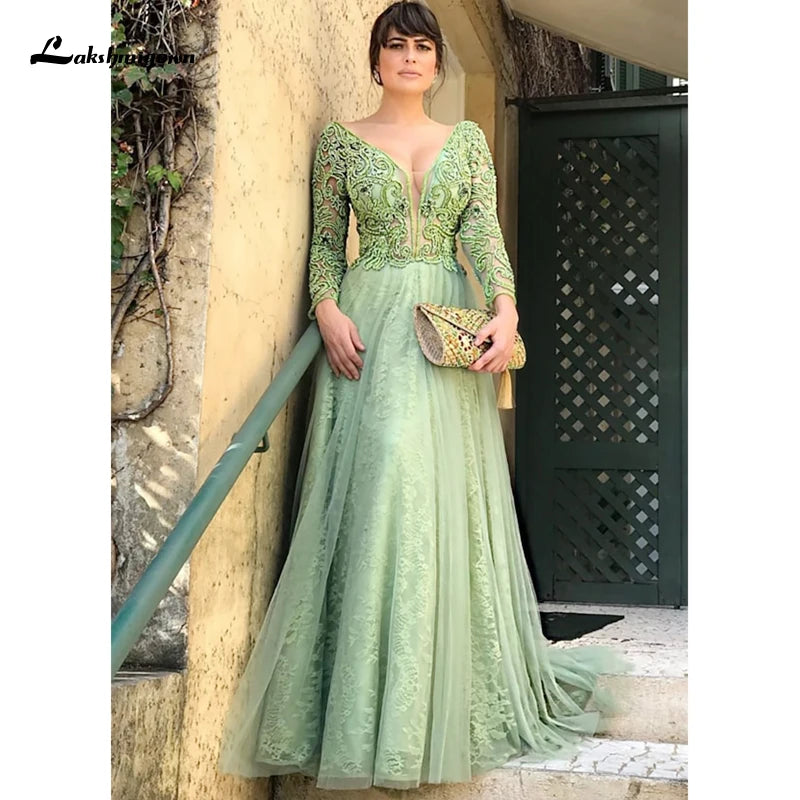 Emerald Long Sleeve Mother of the Bride or Groom Dress Floor Length