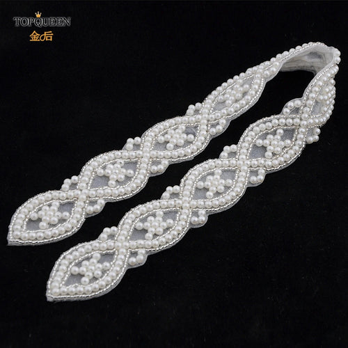 TOPQUEEN S353A Handmade Belts for Wedding Dress Pearls Decoration