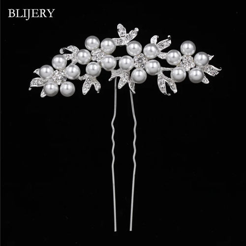 BLIJERY Trendy Bridal Hair Accessories Silver Color Rhinestone Crystal