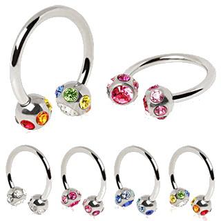 Navel Ring 316L Surgical Steel Horseshoe with Multi Color Gem Balls