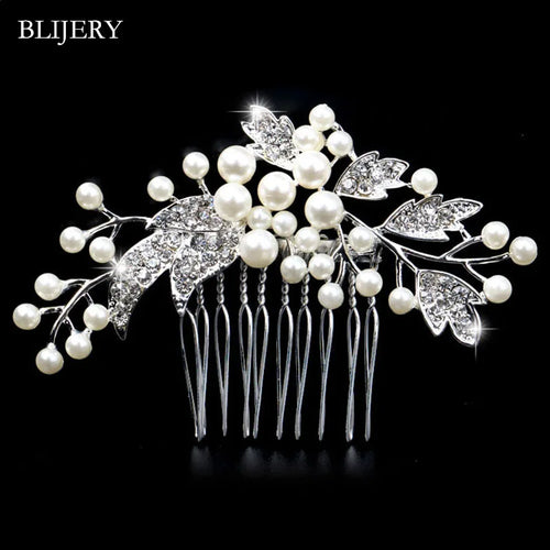 BLIJERY Trendy Bridal Hair Accessories Silver Color Rhinestone Crystal