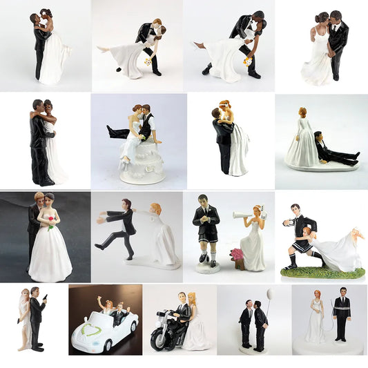 Cake Toppers Dolls Bride and Groom Figurines Funny Wedding Cake