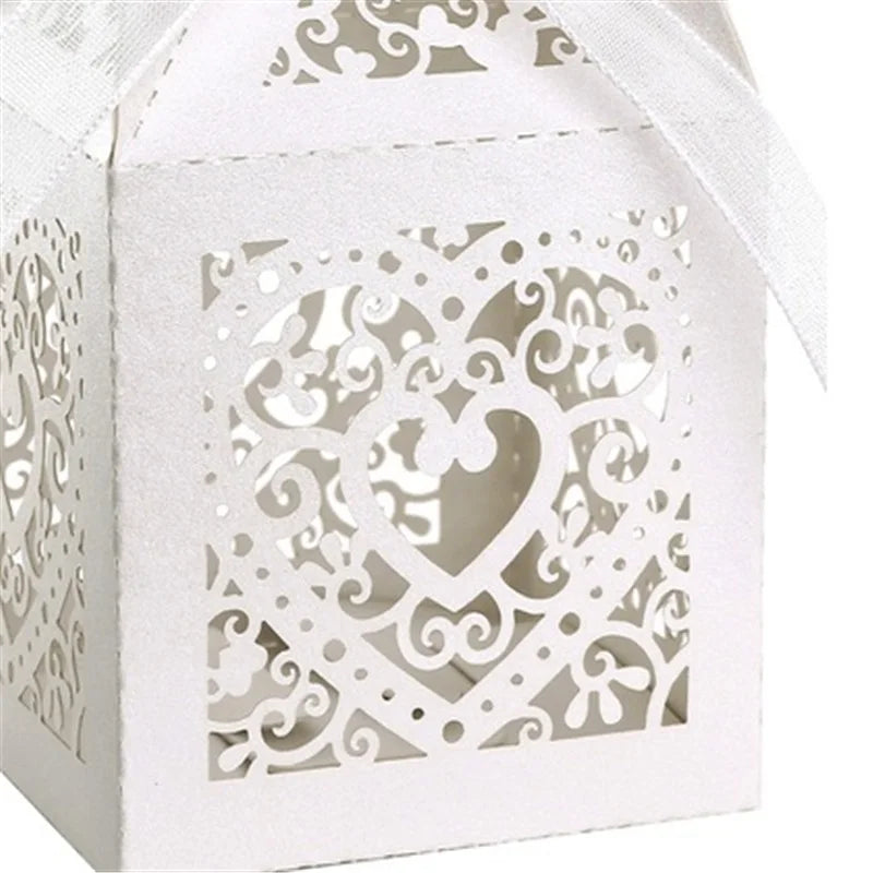 10 Pieces  Hollow Love Heart European Style Paper Candy Box Gift