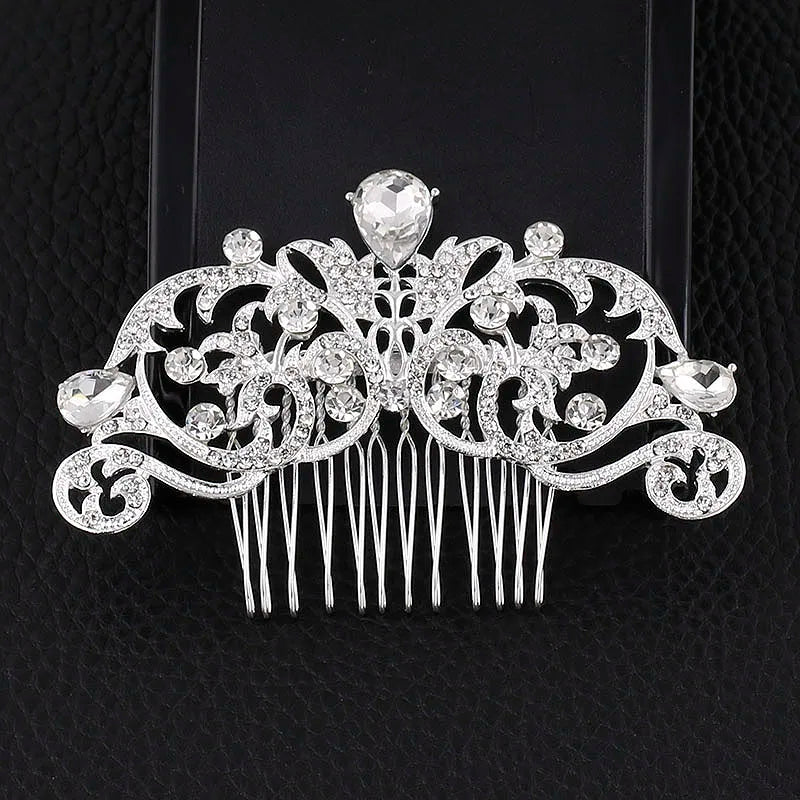 BLIJERY Trendy Bridal Hair Accessories Silver Color Rhinestone Crystal