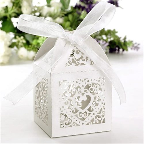 10 Pieces  Hollow Love Heart European Style Paper Candy Box Gift