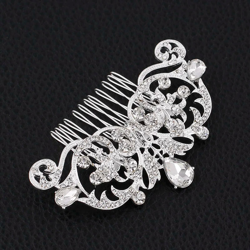 BLIJERY Trendy Bridal Hair Accessories Silver Color Rhinestone Crystal