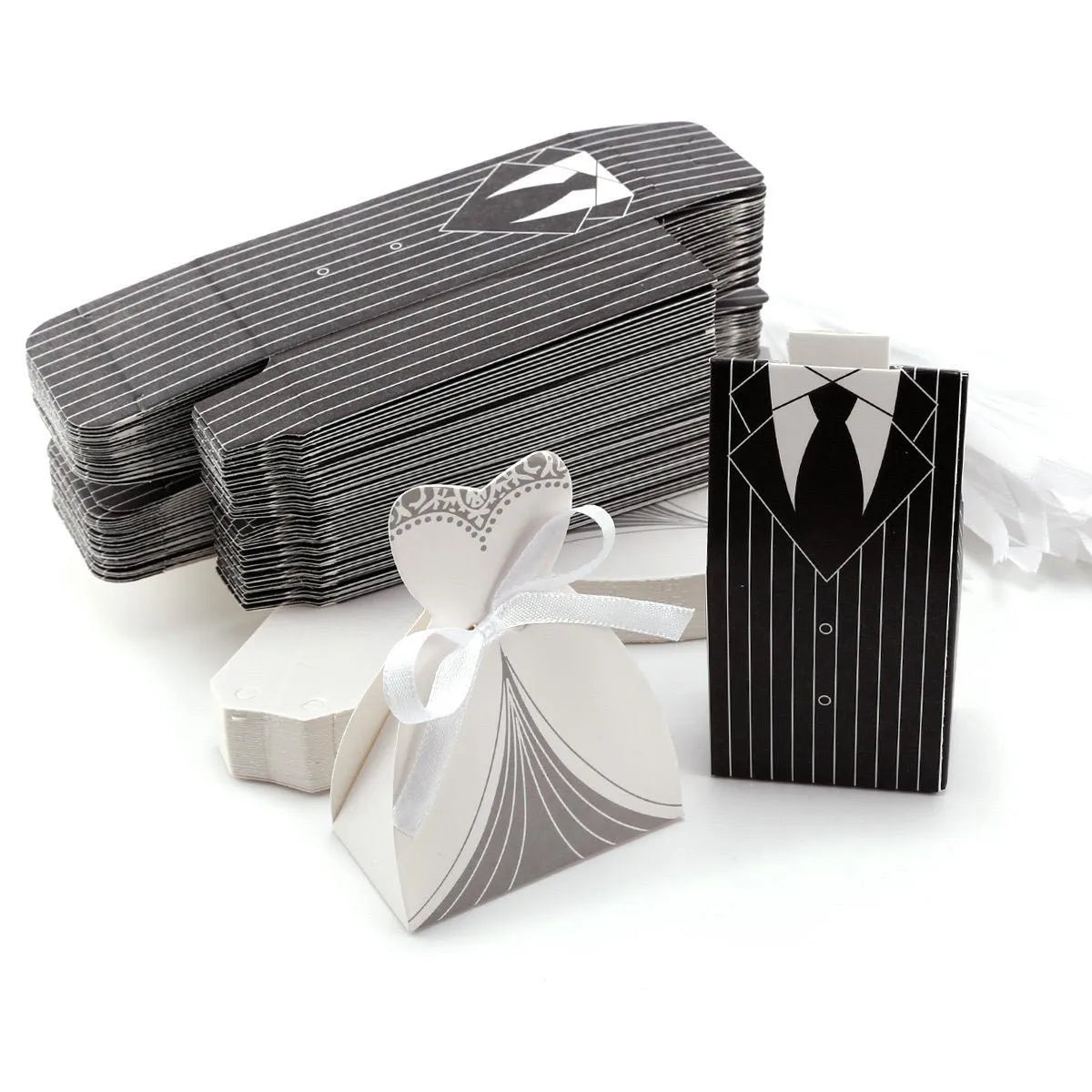 10 pcs/lot Bride And Groom Wedding Candy Box Dresses Favor Gifts Boxes