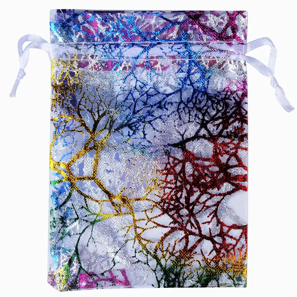 50pcs/Lot Drawable Colorful Tree Organza Favor Bags