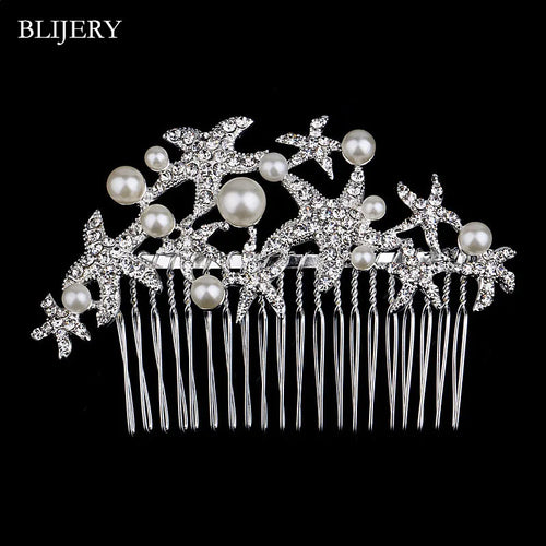 BLIJERY Trendy Bridal Hair Accessories Silver Color Rhinestone Crystal