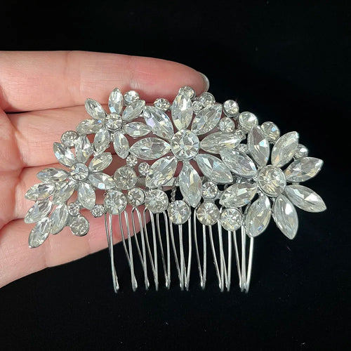 BLIJERY Trendy Bridal Hair Accessories Silver Color Rhinestone Crystal