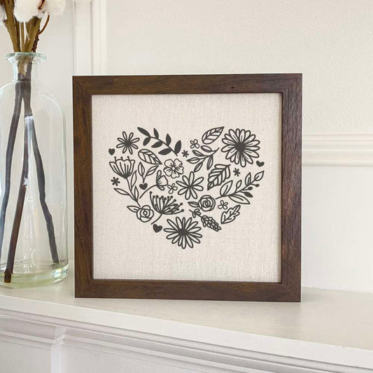 Heart of Flowers - Framed Sign