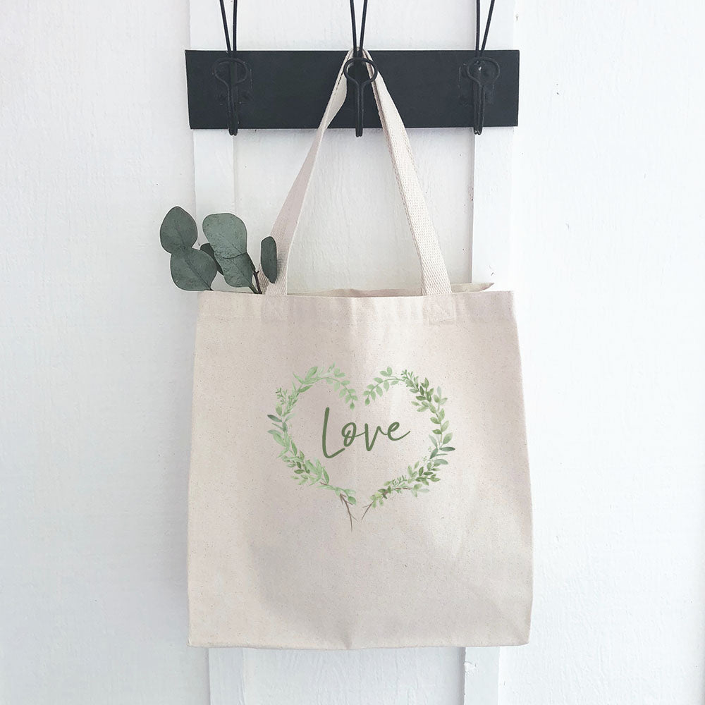 Love Greenery Heart Wreath - Canvas Tote Bag