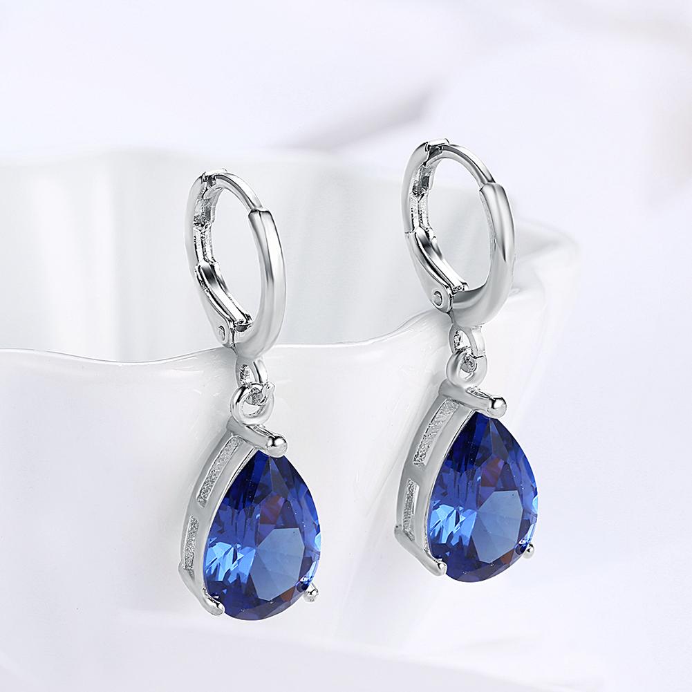 Sapphire 5.55 CTTW Pear Shaped Drop Earrings Set in 18K White Gold