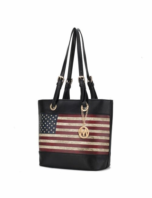 Vera Vegan Leather Patriotic Flag Pattern Tote Bag