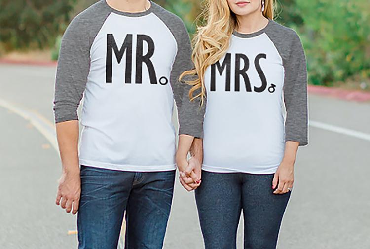 MR + MRS BASEBALL TEES CUSTOM NAMES + NUMBERS -