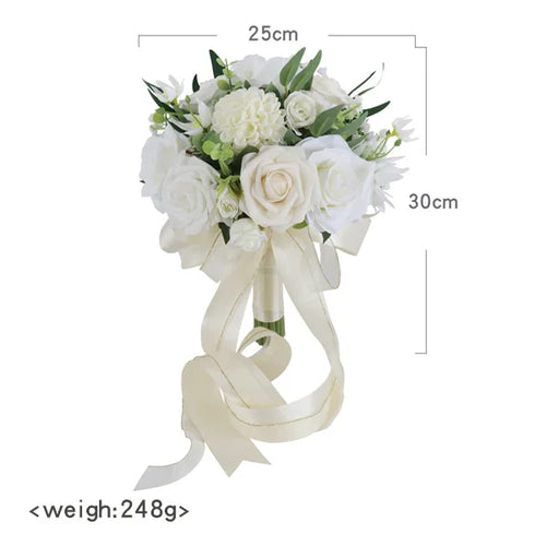 Yannew Dusty Rose Artificial Flower Bridal Bouquets for Bride Tossing