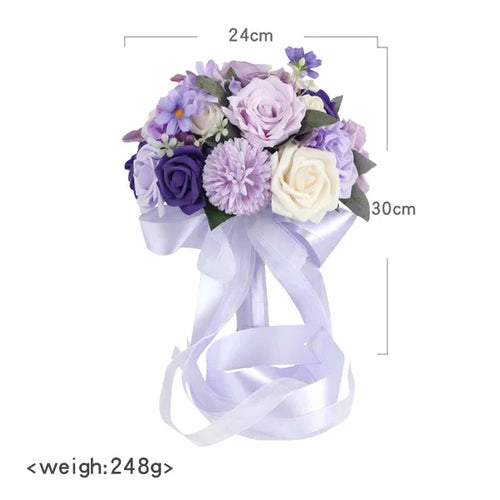 Yannew Dusty Rose Artificial Flower Bridal Bouquets for Bride Tossing