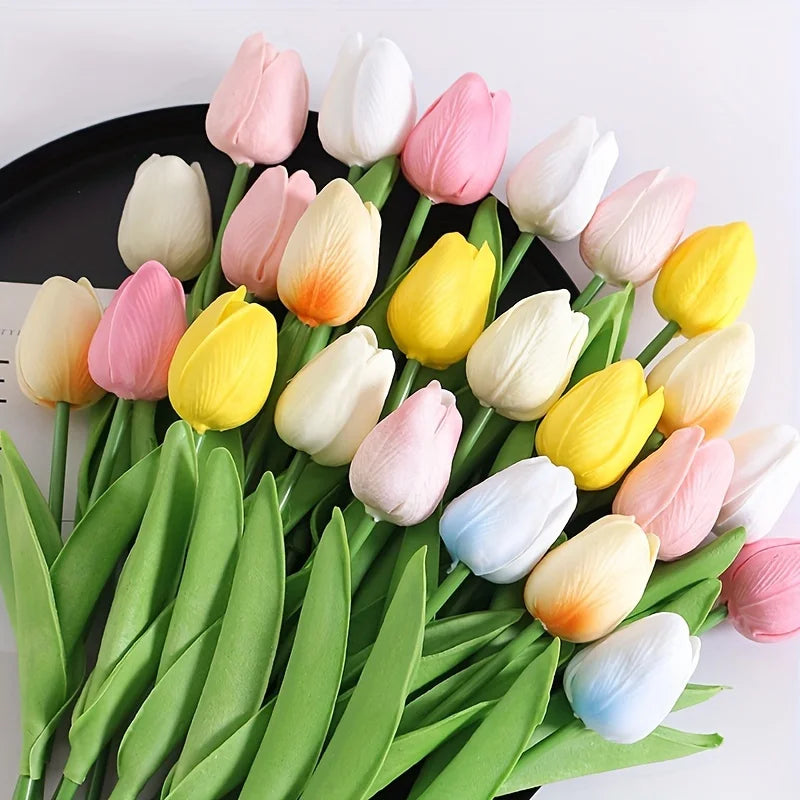 10Pcs Tulip Flowers Artificial Tulip Bouquet PE Foam Flower