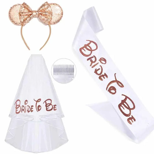 Bachelorette Party Bride To Be Veil Sash or Crown