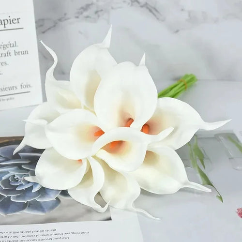 5/10Pcs White Calla Lily Artificial Flowers Real Touch Wedding